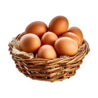 Eggs in basket isolated on transparent background. png