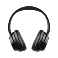 Black wireless headphones isolated on transparent background. png