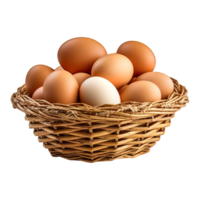 Eggs in basket isolated on transparent background. png