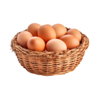 Eggs in basket isolated on transparent background. png