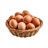 Eggs in basket isolated on transparent background. png