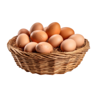 Eggs in basket isolated on transparent background. png