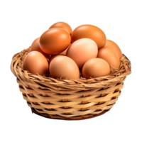 Eggs in basket isolated on transparent background. png