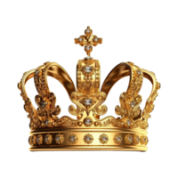 Golden royal crown isolated on transparent background. png