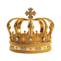 Golden royal crown isolated on transparent background. png