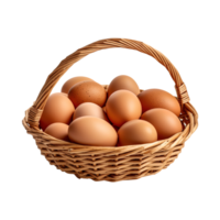 Eggs in basket isolated on transparent background. png