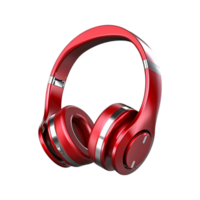 Red wireless headphones isolated on transparent background. png