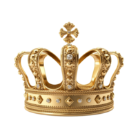 Golden royal crown isolated on transparent background. png