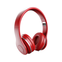 Red wireless headphones isolated on transparent background. png