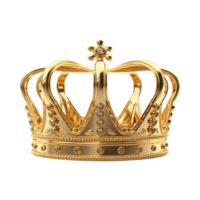 Golden royal crown isolated on transparent background. png