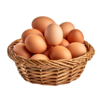 Eggs in basket isolated on transparent background. png