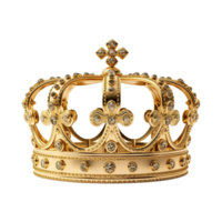 Golden royal crown isolated on transparent background. png