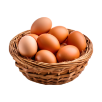 Eggs in basket isolated on transparent background. png