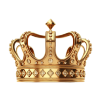 Golden royal crown isolated on transparent background. png