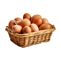 Eggs in basket isolated on transparent background. png