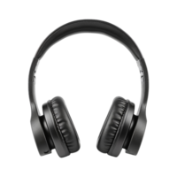 Black wireless headphones isolated on transparent background. png