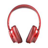 Red wireless headphones isolated on transparent background. png