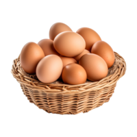 Eggs in basket isolated on transparent background. png