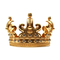 Golden royal crown isolated on transparent background. png