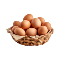 Eggs in basket isolated on transparent background. png