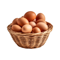 Eggs in basket isolated on transparent background. png