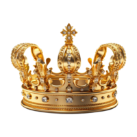 Golden royal crown isolated on transparent background. png