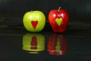 Apple heart red green photo