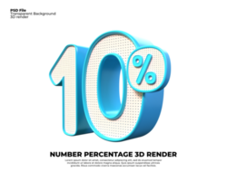 3D number 10 percent discount render PNG color blue