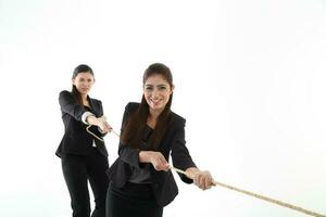 South east Asian young Chinese Indian man woman wearing formal business office ware on white background pose expression photo