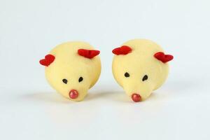 Chinese New Year rat mouse shaped cookie on white background photo