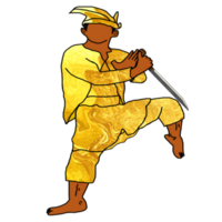 ícone combate Guerreiro Nusantara ficar de pé estilo com aguarde lâmina png