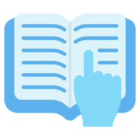 book and hand pointing png