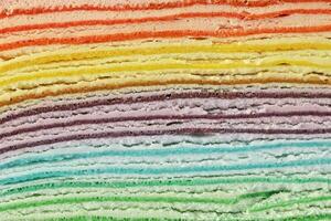 Rainbow crepe layer cake photo