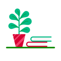 libros y planta de relajarse esquina png