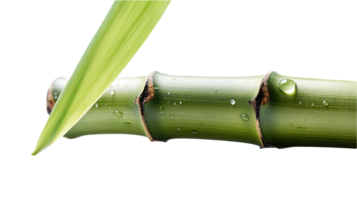 Close up of Fresh Bamboo with Water Drops on Transparent Background. . png