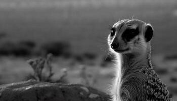 Small mongoose staring with alertness at camera generated by AI photo