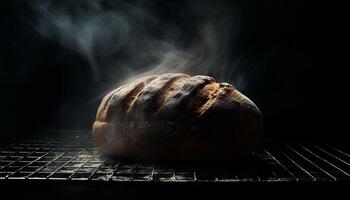 Freshly baked bread, hot from the oven generated by AI photo