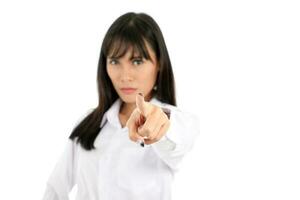 Facial Expression Young Asian woman office attire white background photo