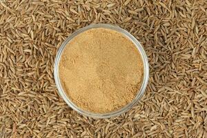 Cumin seeds dry whole powdered healthy aromatic spice jeera photo