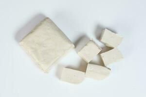 Bean curd tofu block soft healthy fresh white vegetable soya protein photo