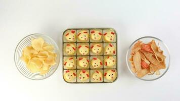 rat mouse cookie crab chips snack and arrowhead chips traditional for Chinese new year photo