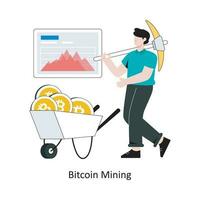 Bitcoin Mining flat style design vector illustration. stock illustration