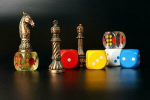 Metal Chess and Wood plastic dice photo