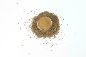 Cumin seeds dry whole powdered healthy aromatic spice jeera photo