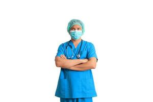 male doctor wearing blue suit photo