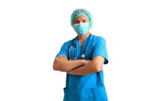 male doctor wearing blue suit photo