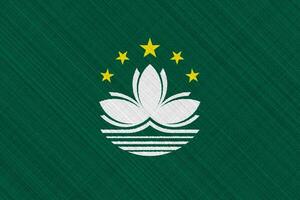 Macau flag on a textured background. Concept collage. photo