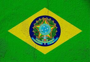 Flag of the Brazil on a textured background. Concept collage. photo