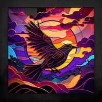 stained glass style bird, photo