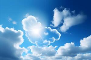 cloud shaped like a heart located close to the sun in the sky. romantic and dreamy atmosphere, made with photo